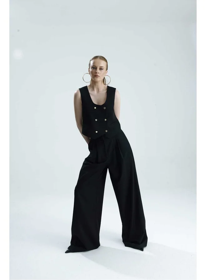 GACACOLLECTION HİLA Palazzo Premium Black Pants