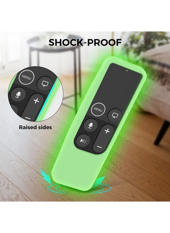 Ahastyle - Protective Case For Apple Tv Siri Remote [1St Gen] With Airtag Holder Anti Slip Silicone Cover Compatible With 2016 Apple Tv Hd And 2017 Apple Tv 4K [1St Generation] (Glow Green) - Image 1