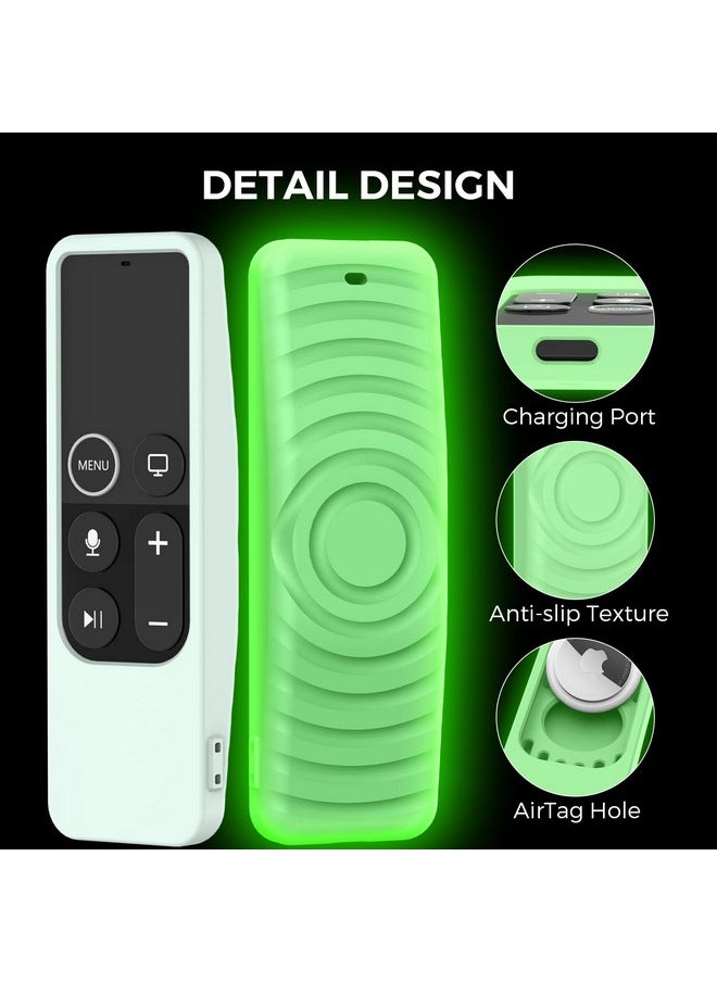 Ahastyle - Protective Case For Apple Tv Siri Remote [1St Gen] With Airtag Holder Anti Slip Silicone Cover Compatible With 2016 Apple Tv Hd And 2017 Apple Tv 4K [1St Generation] (Glow Green) - Image 1