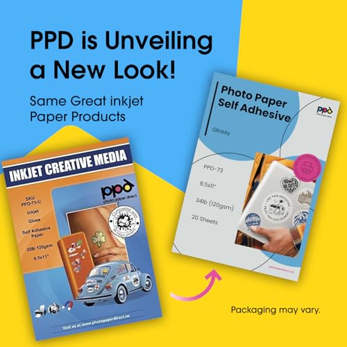 PPD Premium Printable Sticker Paper for Inkjet Printer - 20 Sheets Photo Quality Paper 8.5 x 11 - Self-Adhesive and Instant Dry - PPD-73-20 - Image 2