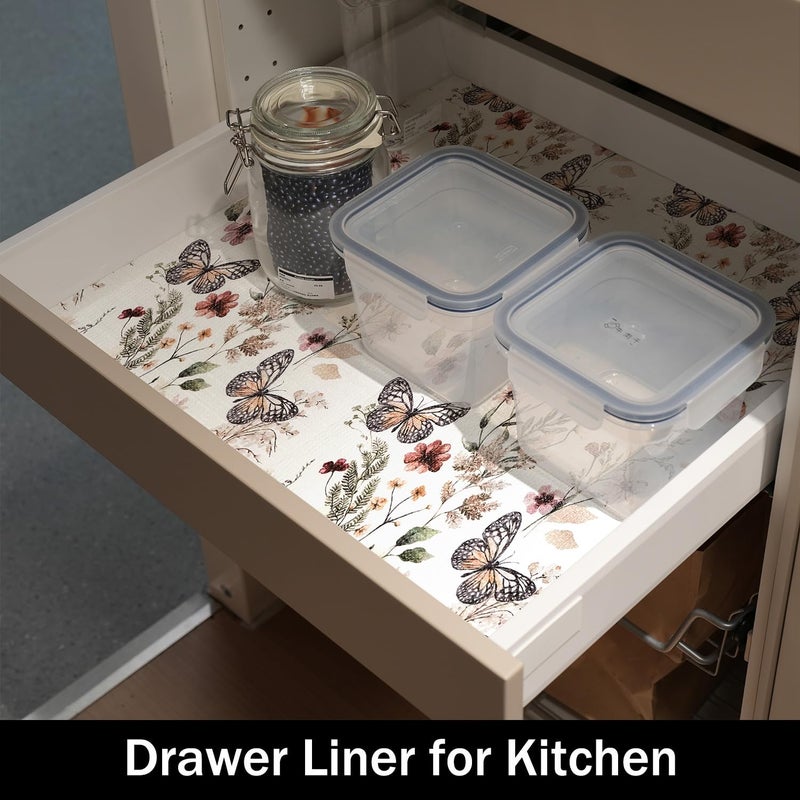 Amiitay Floral Shelf Liners Non Adhesive and Strong Non-Slip Shelf and Drawer Liners for Kitchen Cabinet Wire Fridge, Waterproof Shelf Drawer Liner,Easy to Clean,12IN x 10FT - Image 5