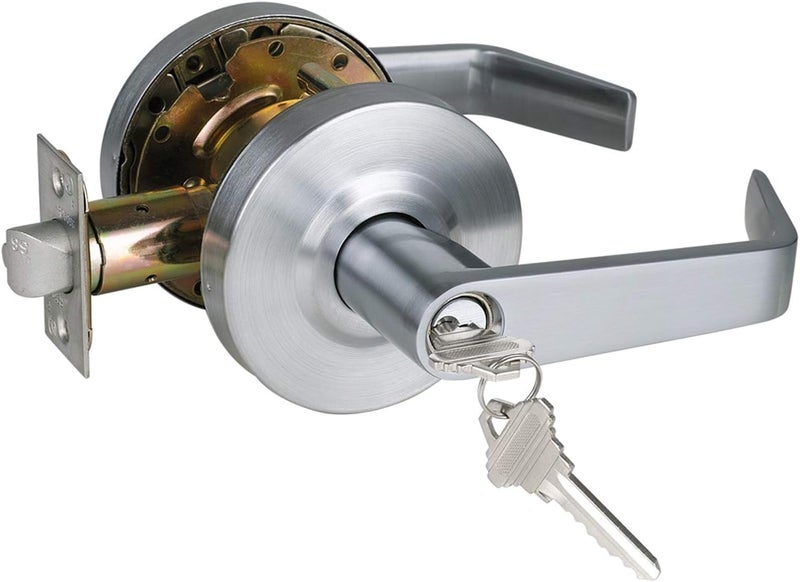 HISAFE Storeroom Door Handle Heavy Duty Grade 2 Commercial Door Locks, Non-Handed, UL 3 Hour Fire Rated, ADA Compliant, Satin Chrome Finish 26D, 2-3/4''Backset, X-XG-ST-70 - Image 1