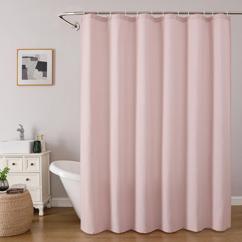 OVZME Zora Blush Pink Shower Curtain, Fabric Shower Curtain for Bathroom - Soft Cloth Hotel Spa Quality, Water Repellent Bath Curtain, Washable Shower Curtain Set with 12 Hooks, Grommets Top, 72Wx72L - Image 1