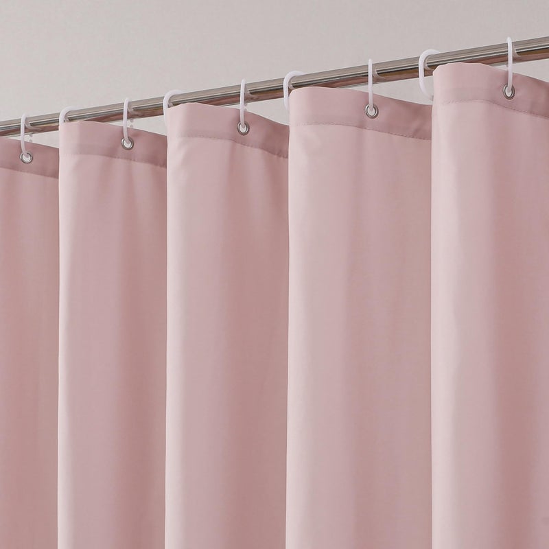 OVZME Zora Blush Pink Shower Curtain, Fabric Shower Curtain for Bathroom - Soft Cloth Hotel Spa Quality, Water Repellent Bath Curtain, Washable Shower Curtain Set with 12 Hooks, Grommets Top, 72Wx72L - Image 3