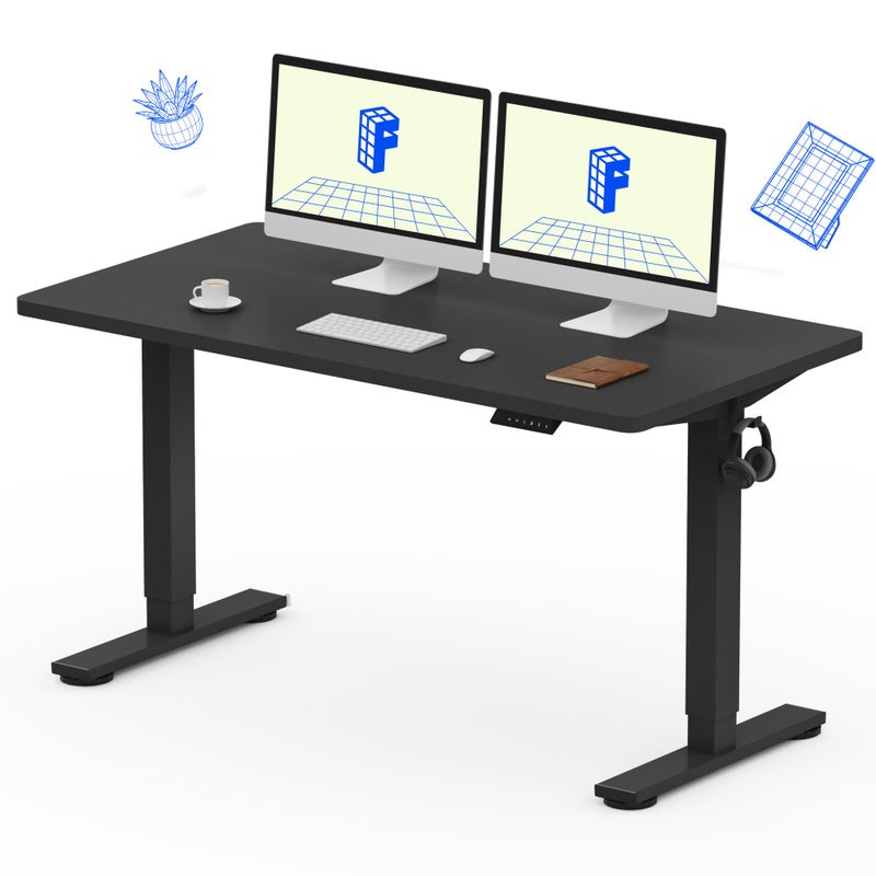 FLEXISPOT EN1 OnePiece Standing Desk with 1Inch Thick Desktop 55x28 Electric Height Adjustable Desk for Home Office MultiDevice Workstations Black