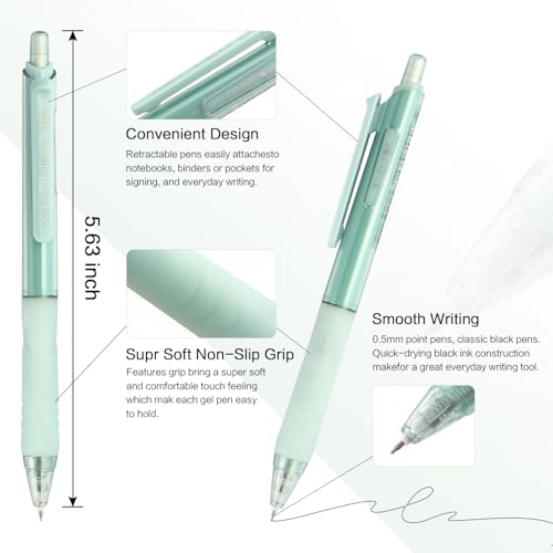NNY Gel Pens Black Ink Pen 0.5mm with Comfort Grip for Smooth Writing, School & Office Supplies (6 Pack) - Image 2