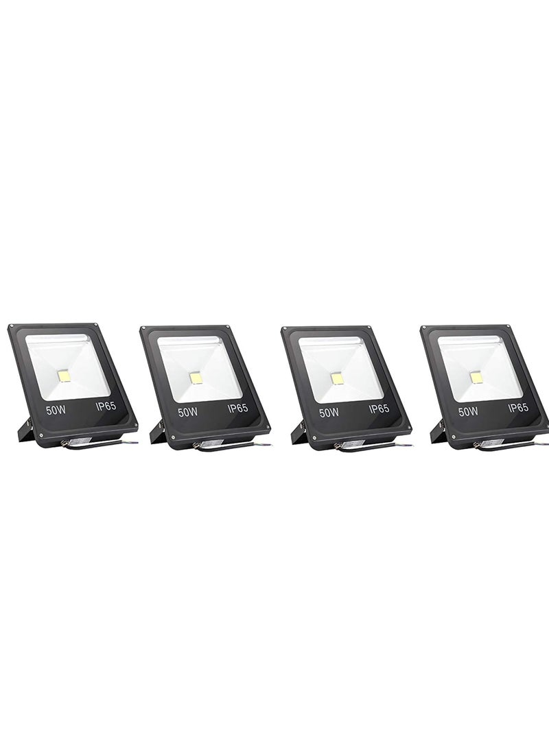 ماركة غير محددة كشاف LED خارجي 50 واط مقاوم للماء بتصنيف IP65 لمقاومة المياه والغبار بتيار متردد 85-265 فولت، ابيض من 4 قطع ، ألومنيوم 
