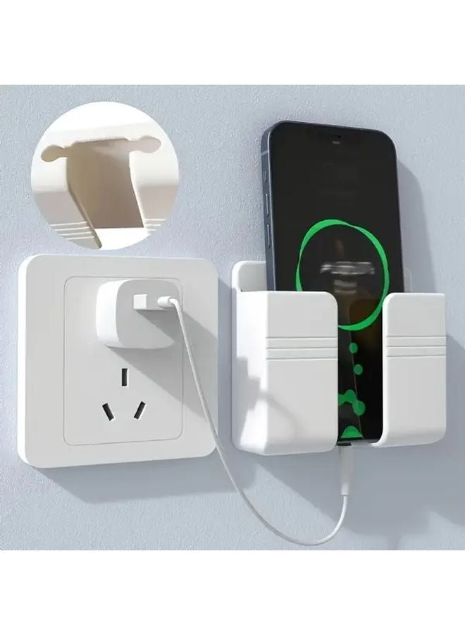 5 White Brackets Wall Mounted Organizer for Phone Charging Remote Control Shower Shelf - Image 5