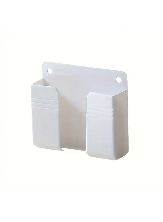 5 White Brackets Wall Mounted Organizer for Phone Charging Remote Control Shower Shelf - Image 1