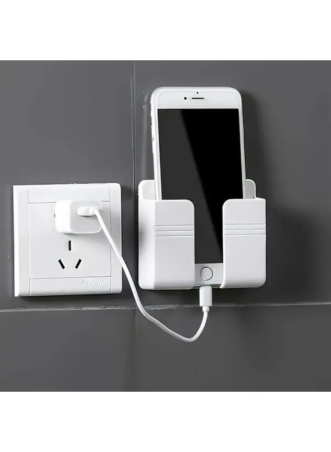 5 White Brackets Wall Mounted Organizer for Phone Charging Remote Control Shower Shelf - Image 2