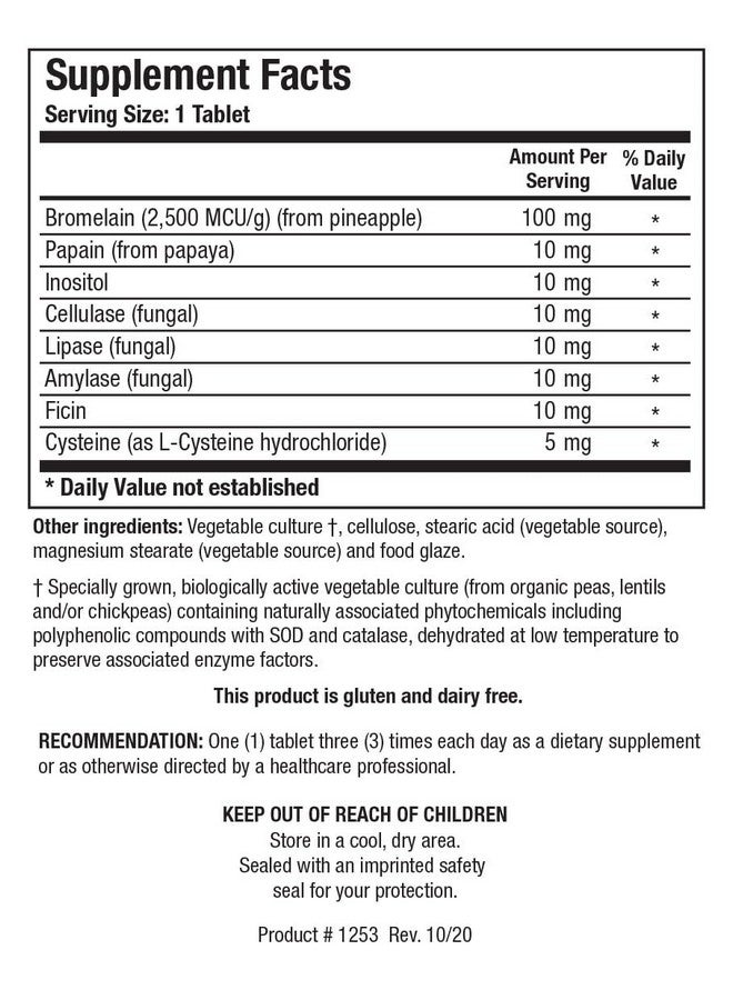 بيوتيكس ريسيرش يوفر منتج Biotics Bromelain Plus CLA البروميلين والبابين، ويوفر دعمًا إضافيًا للإنزيمات، ويدعم الراحة العضلية، 100 قرص - Image 2