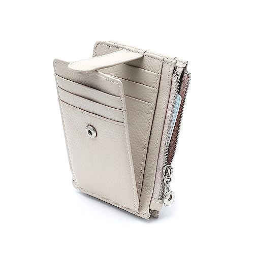 Fependu Slim Wallet for Women Thin Womens Card Holder RFID Blocking Genuine Leather Small Wallets Beige - Image 1