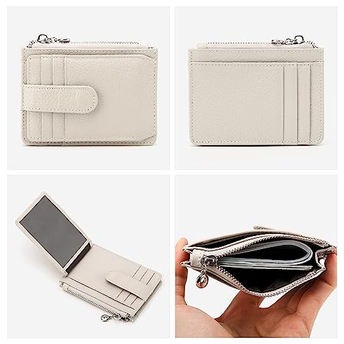 Fependu Slim Wallet for Women Thin Womens Card Holder RFID Blocking Genuine Leather Small Wallets Beige - Image 4
