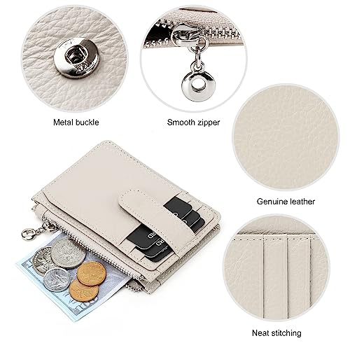 Fependu Slim Wallet for Women Thin Womens Card Holder RFID Blocking Genuine Leather Small Wallets Beige - Image 5