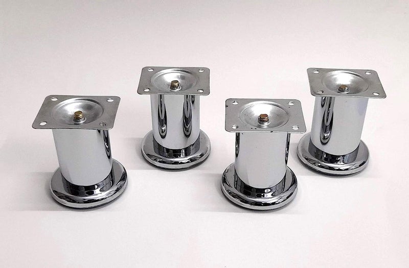 AEO Steel Round Sofa Leg Pipe Leg 3 inch Set of 4 PiecesChrome Finish Legs for Sofa Bed Box Table Puja Chowki - Image 1