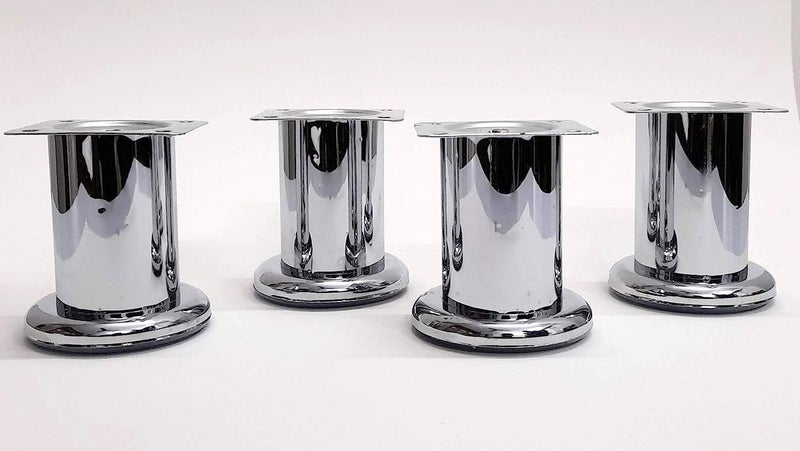 AEO Steel Round Sofa Leg Pipe Leg 3 inch Set of 4 PiecesChrome Finish Legs for Sofa Bed Box Table Puja Chowki - Image 2