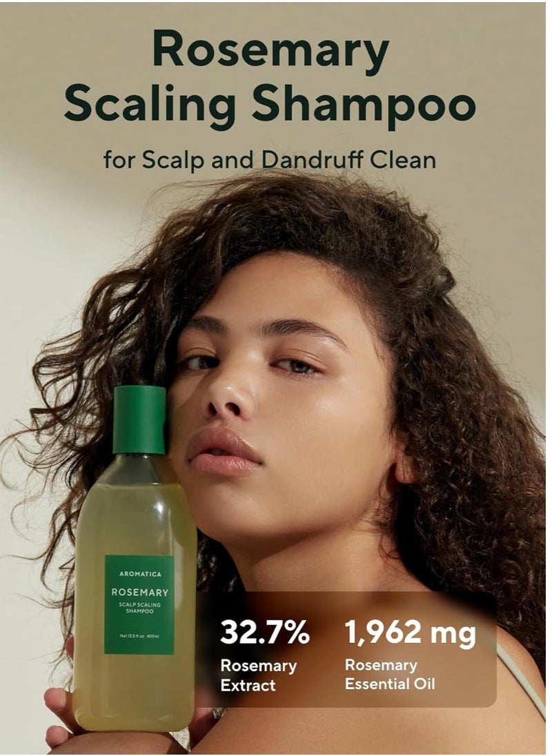 AROMATICA - شامبو الروزماري لتقشير فروة الرأس 13.53 أونصة / 400 مل - شامبو نباتي بزيت الروزماري العطري المعتمد غذائيًا - Image 1