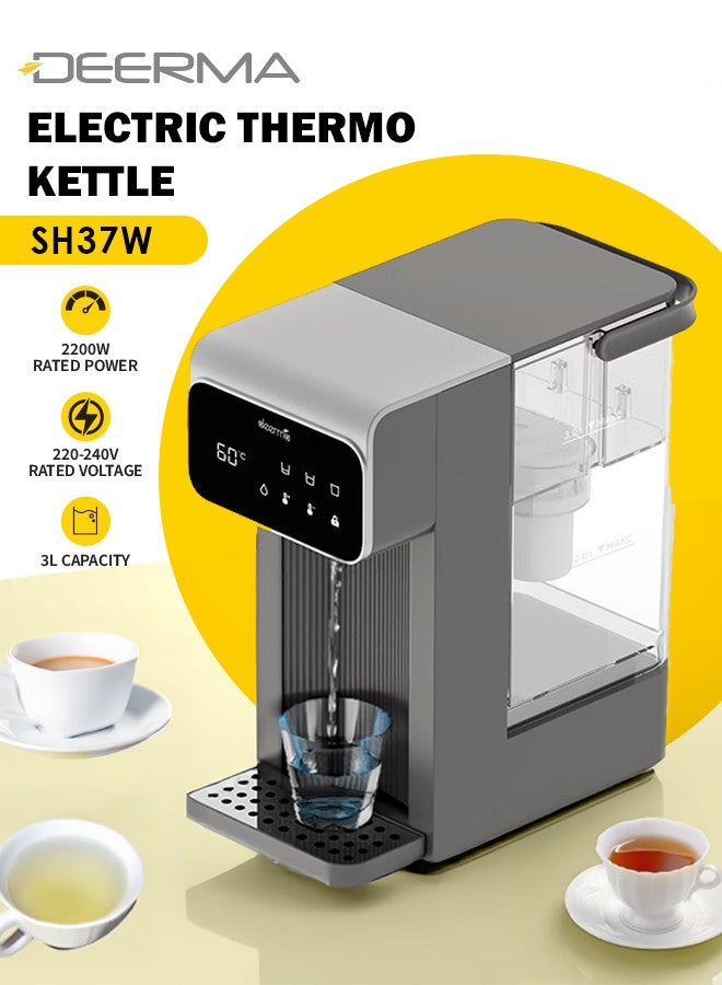 Deerma One-Touch Hot Water Dispenser Rapid Heating Electric Thermo Kettle – Instant Hot Water for Tea, Coffee, and More with Digital Display Precision Temperature Control 3 L 2200 W SH37W Grey - Image 1
