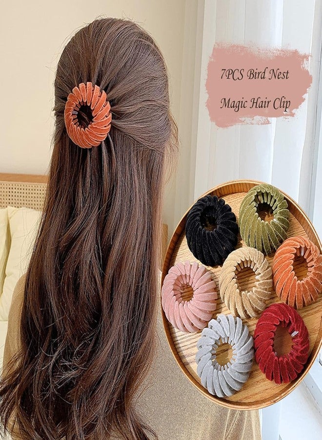 JDYYICZ 7PCS Bird Nest Magic Hair Clip, Lazy Birds Nest Plate Hairpin for Women and Girls Velvet Fabric, Anti-Skid Design, Compatible with Thin and Thick Hair - Image 2