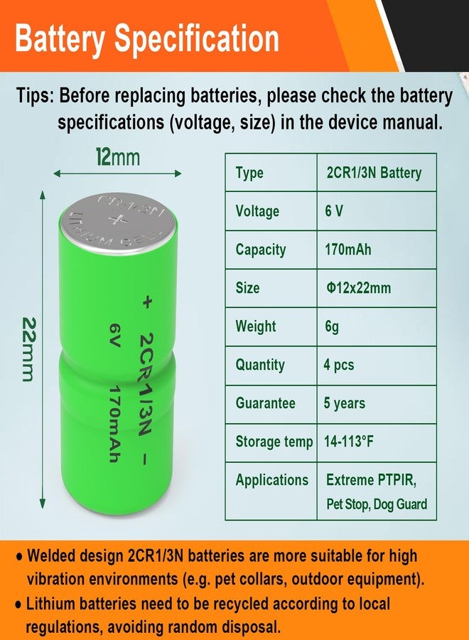 عبوة من 4 بطاريات 2CR1/3N 6V لأطواق الكلاب | سلسلة ملحومة لثبات فائق | متوافقة مع أجهزة Pet Stop وDog Guard وExtreme PTPIR-003/DG-3000/PCC-100 وغيرها - Image 4