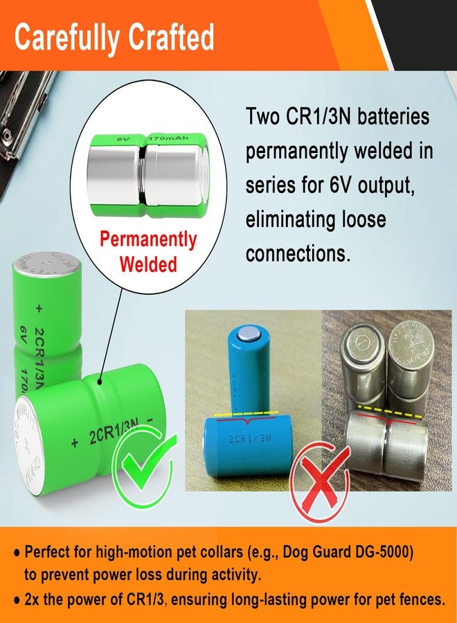 عبوة من 4 بطاريات 2CR1/3N 6V لأطواق الكلاب | سلسلة ملحومة لثبات فائق | متوافقة مع أجهزة Pet Stop وDog Guard وExtreme PTPIR-003/DG-3000/PCC-100 وغيرها - Image 2