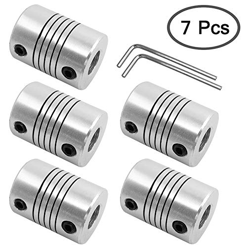 AFUNTA 5 Pcs Flexible Couplings 5mm to 8mm Compatible with NEMA 17 Stepper Motors, Used in Small CNC Machines & 3D Printer Prusa i3 or ORD Bot with 2 Pcs Allen Wrench - Image 2