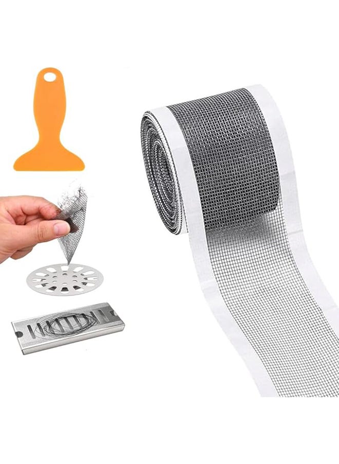 Generic Disposable Shower Drain Hair Catcher 7Cm X 10M,Cutable Shower Drain Hair Catcher Mesh Sticker With Removal Shovel,Diy Drain Hair Stopper Drain Covers Suitable For Bathroom Bathtub Kitchen  - Image 1