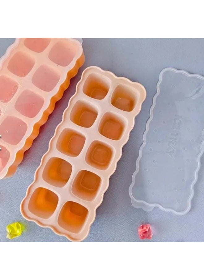 Happy Home - Ice cube tray with lid made of high-quality plastic. It contains 10 large holes, ideal for cooling drinks and juices. Multi-colored. - Image 1