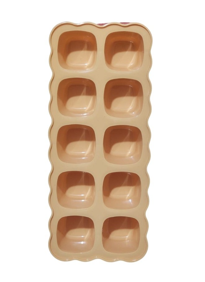 Happy Home - Ice cube tray with lid made of high-quality plastic. It contains 10 large holes, ideal for cooling drinks and juices. Multi-colored. - Image 1