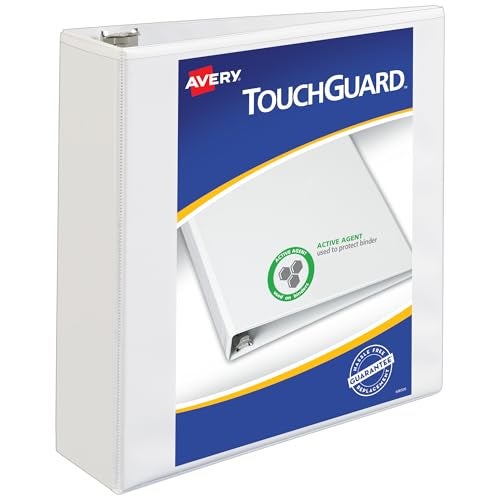 Avery TouchGuard Protection 3 Ring Binder, Customizable Cover, 3 Inch Slant Rings, 1 White Binder (17144) - Image 1