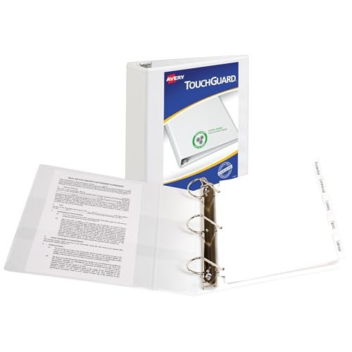 Avery TouchGuard Protection 3 Ring Binder, Customizable Cover, 3 Inch Slant Rings, 1 White Binder (17144) - Image 2