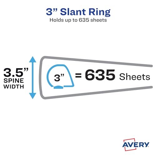 Avery TouchGuard Protection 3 Ring Binder, Customizable Cover, 3 Inch Slant Rings, 1 White Binder (17144) - Image 4