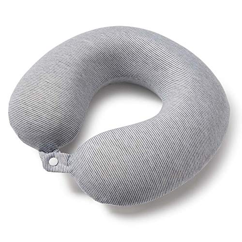 Bucky Jersey Stripe Travel Comfort, Travel Accessories, Memory Foam Neck Pillow, Gray Stripe, One Size - Image 1