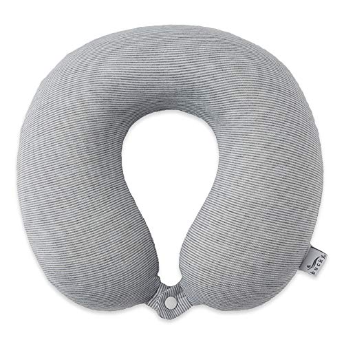 Bucky Jersey Stripe Travel Comfort, Travel Accessories, Memory Foam Neck Pillow, Gray Stripe, One Size - Image 2
