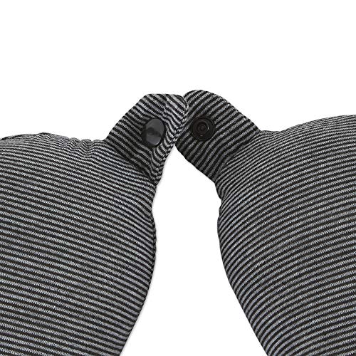Bucky Jersey Stripe Travel Comfort, Travel Accessories, Memory Foam Neck Pillow, Gray Stripe, One Size - Image 3