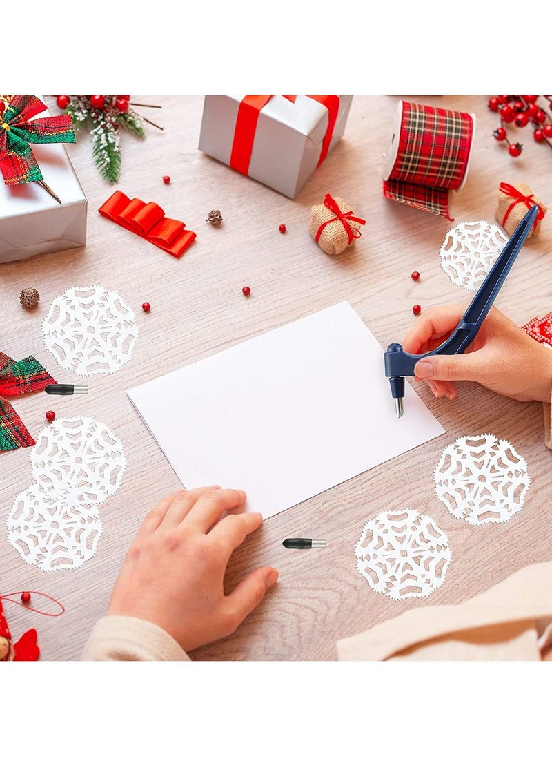 مجموعة أدوات قص الحرف اليدوية الدوارة 360 درجة، قطعتان من أدوات القطع المتخصصة مع 6 قطع من شفرة بديلة من الفولاذ الكربوني تدور 360 درجة وسجادة قطع لمستلزمات الاستنسل الخاصة بصنع القصاصات والحرف اليدوية