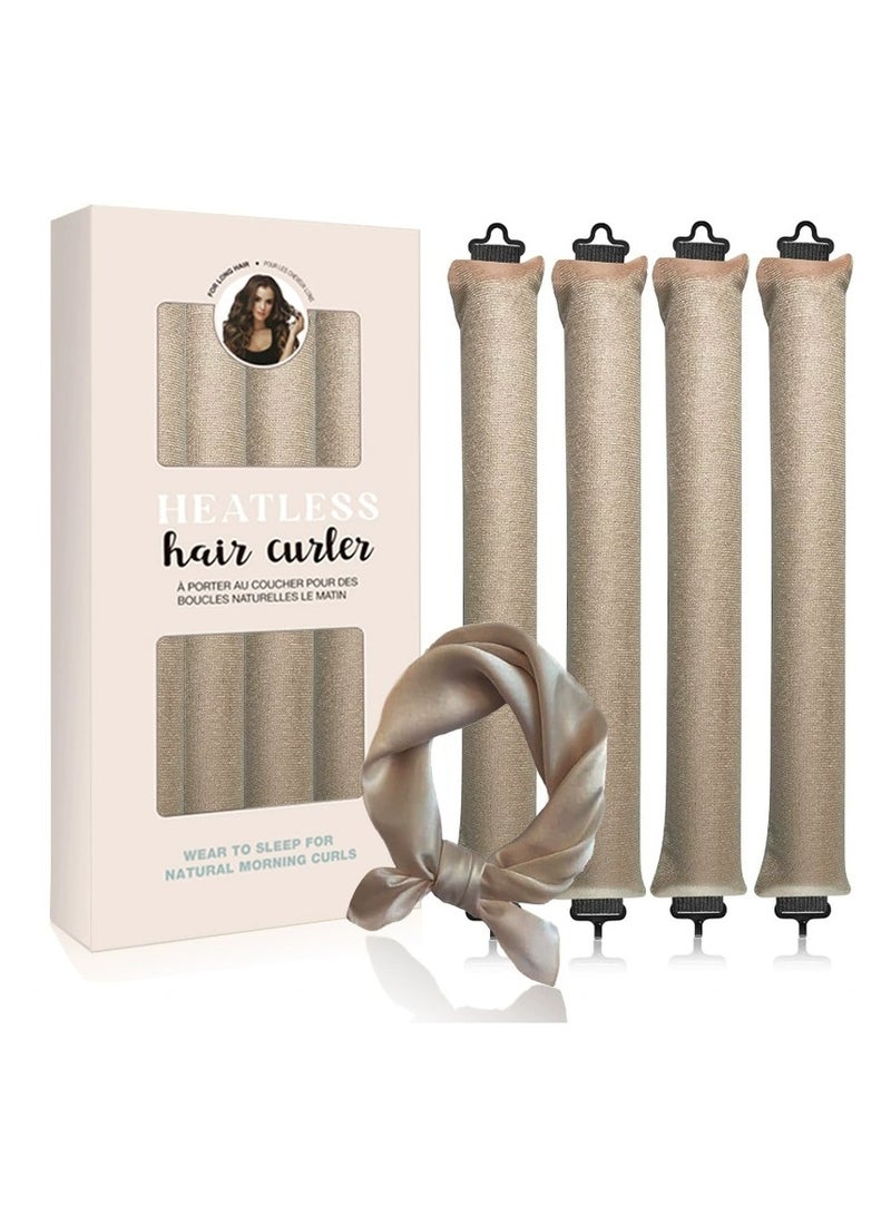 RedMapleTEK Heatless Hair Curler, Flexi Rods with Hook, No Heat Curlers for All Hair Types, Overnight Heatless Curls for Blowout Hair （Khaki) - Image 1