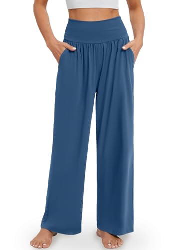 Gracyoga Wide Leg Yoga Pants for Women Casual Loose Cozy Sweatpants High Waisted Lounge Pajama Flowy Pants With Pockets - Image 1