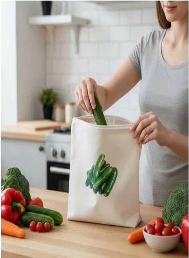 DixitHeaven Reusable Cotton Vegetable Storage Bags for Fridge, Washable Breathable Cloth Bags, Plastic-Free Kitchen Organizer, 12x12 Inches, Pack of 10 - Image 2