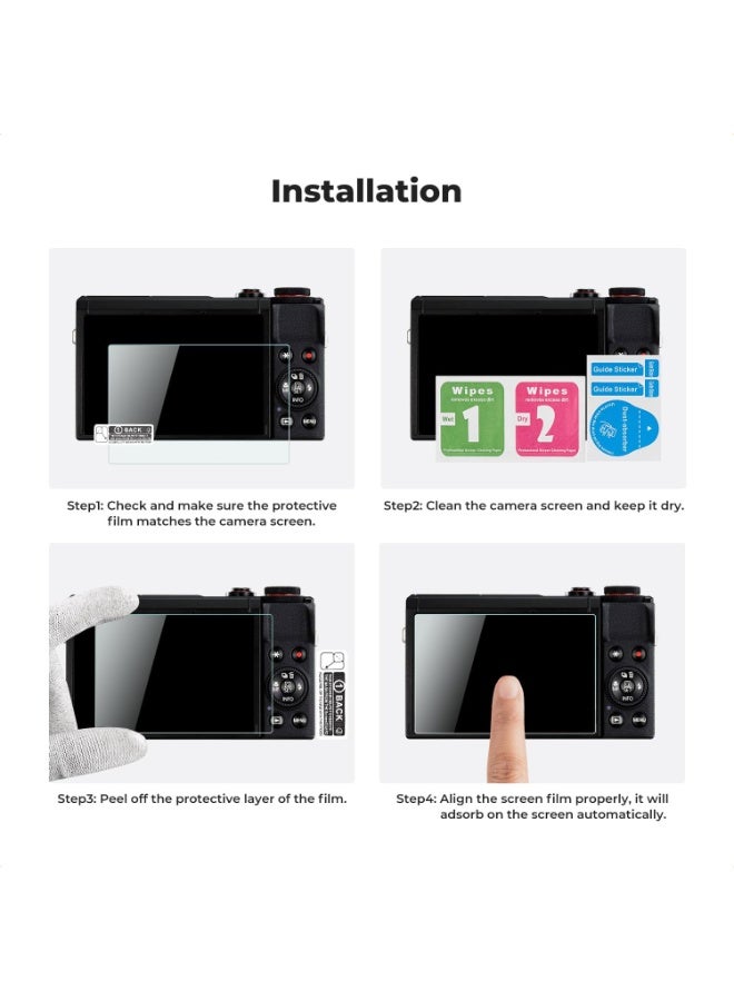 OSHIMA 3 Packs Screen Protector, for Canon G7X Mark II /G7X II/ G7X III/ G7 X / G9X Mark II / G9 X /G9X II/ G5X II/G5X/G5 X Mark II / G5X Camera, Tempered Glass Easy to Install Protection with Fingerprint Anti-Scrach - Image 5