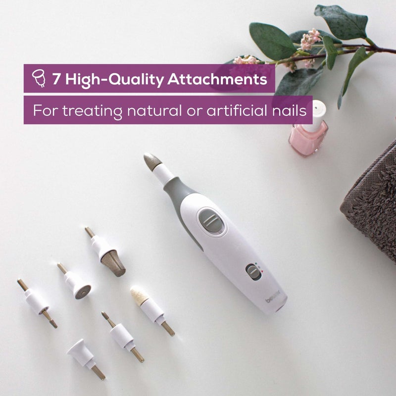Beurer MP32 Electric Nail Drill with 7 Attachments, Manicure/Pedicure Set with 2-Speed Levels & Dual Rotation for Salon-Quality Nail Care at Home, Including Storage Case - Image 2