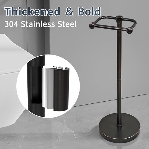 RARXTR Toilet Paper Holder Stand, Post Pivoting Design Free Standing Toilet Paper Holder, SUS304 Stainless Steel Toilet Paper Roll Holder, Heavy Stable Base (Oil Rubbed Bronze) - Image 5