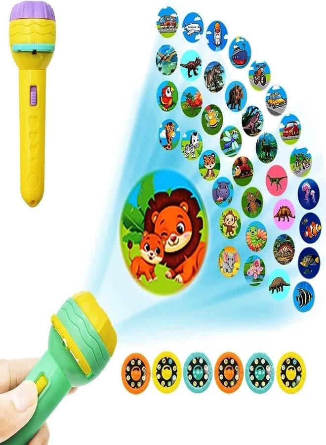 ZELVO Mini Projector Torch Toy Slide Flashlight Projector Torch for Kids Sleeping Story Toys for Toddlers, Educational Learning Toys, Fun Interactive Activity for Toddlers (Multicolor) - Image 1