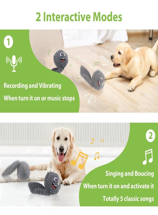 PETGEEK Interactive Squeaky Dog Toy, Upgraded Automatic Moving Vibrating Dog Ball with Plush Cover, 900mAh Rechargeable Bouncing Ball with Recording Music Mode, Crinkle Dog Toy for Pet Boredom, Grey - Image 5