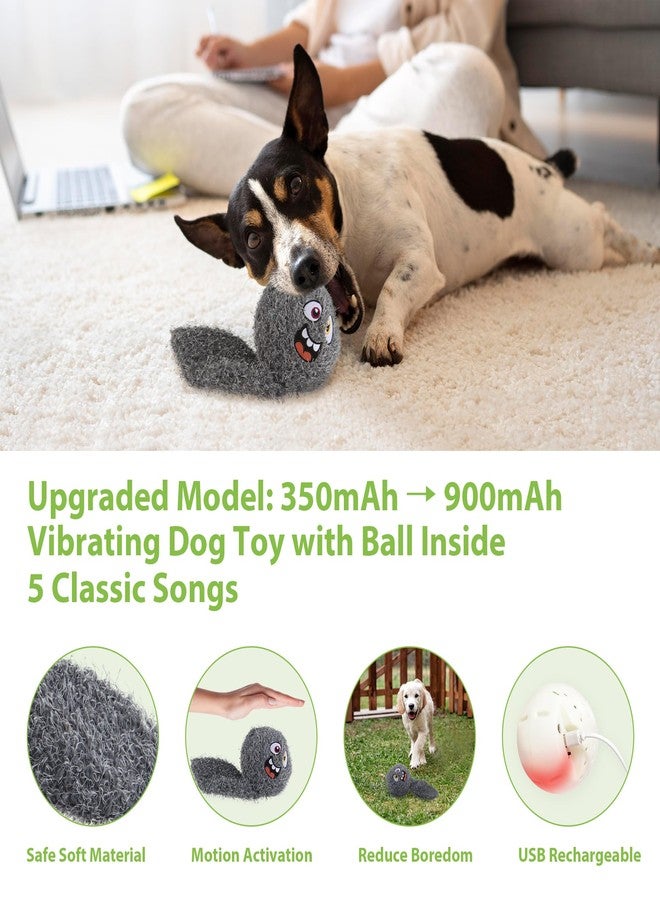 PETGEEK Interactive Squeaky Dog Toy, Upgraded Automatic Moving Vibrating Dog Ball with Plush Cover, 900mAh Rechargeable Bouncing Ball with Recording Music Mode, Crinkle Dog Toy for Pet Boredom, Grey - Image 2