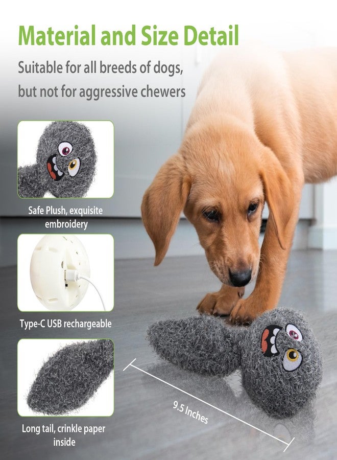 PETGEEK Interactive Squeaky Dog Toy, Upgraded Automatic Moving Vibrating Dog Ball with Plush Cover, 900mAh Rechargeable Bouncing Ball with Recording Music Mode, Crinkle Dog Toy for Pet Boredom, Grey - Image 4