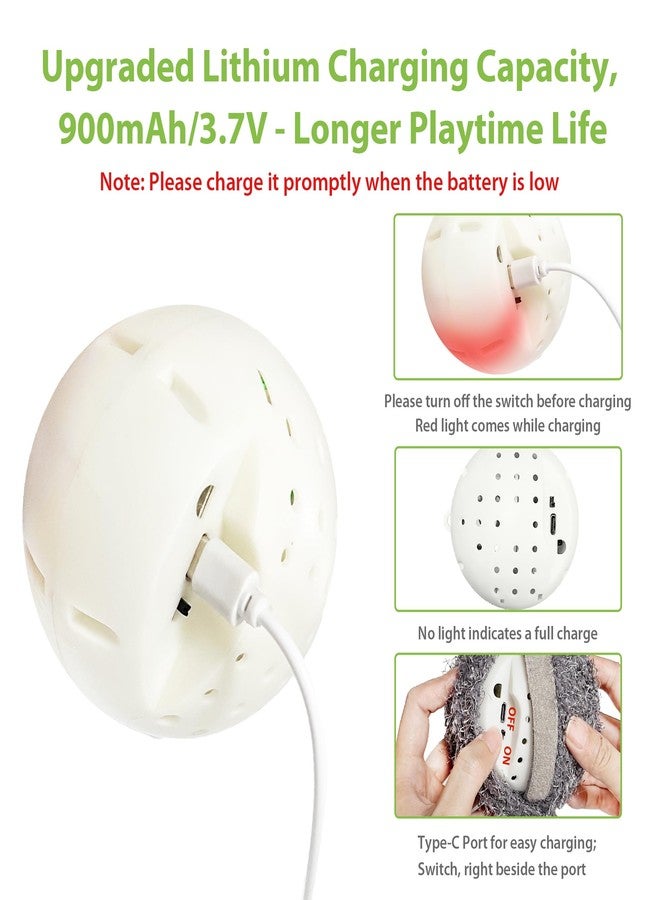 PETGEEK Interactive Squeaky Dog Toy, Upgraded Automatic Moving Vibrating Dog Ball with Plush Cover, 900mAh Rechargeable Bouncing Ball with Recording Music Mode, Crinkle Dog Toy for Pet Boredom, Grey - Image 3