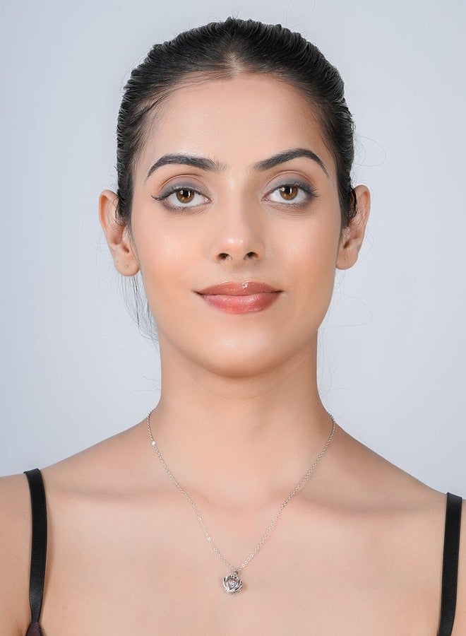 STYOLLO Latest American Diamond Stone Cute Silver Necklace Set for Girls & Women | Aesthetic Silver Pendant For Girls Stylish & Fancy | AD Necklace Jewellery | Gift, Special Occasion-(AD-Dual Heart) - Image 5