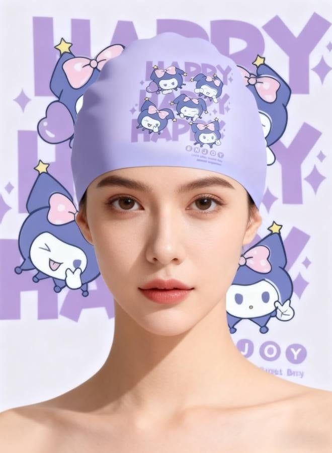 Swimming Cap for Girls – Purple Silicone Waterproof Swim Hat for Kids Ages 3–12 – Comfortable and Secure Fit - Image 5