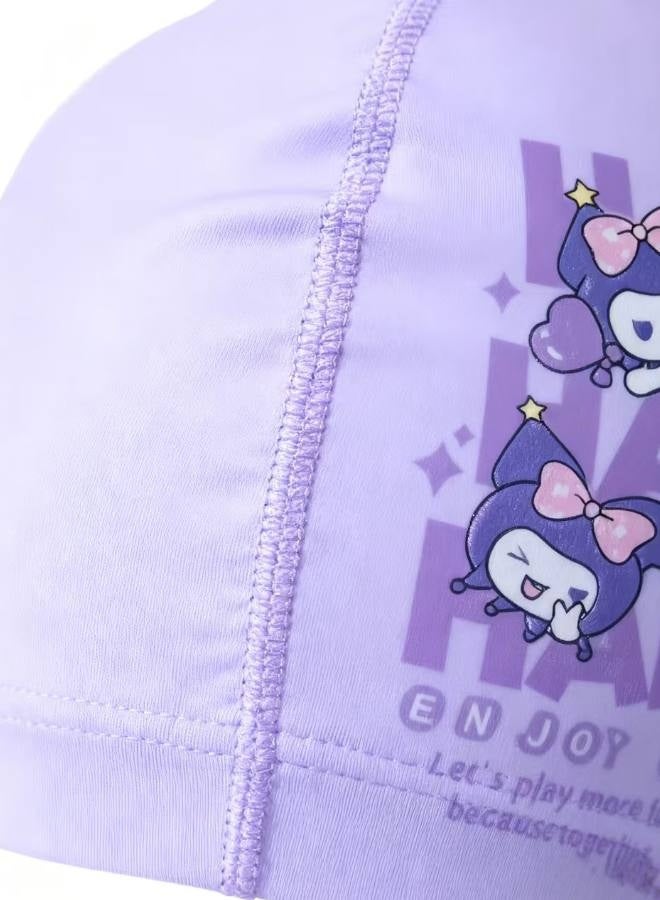 Swimming Cap for Girls – Purple Silicone Waterproof Swim Hat for Kids Ages 3–12 – Comfortable and Secure Fit - Image 3